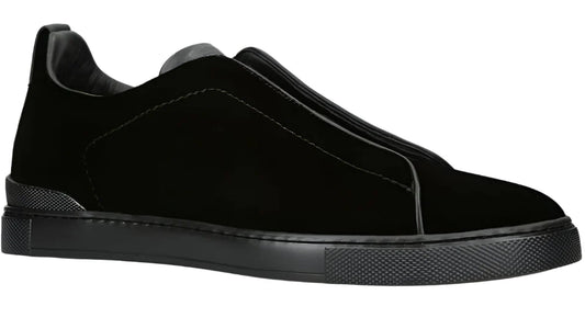 Zegna Velvet Triple Stitch Sneakers "Black" Luxury Velvet Sneakers UAE