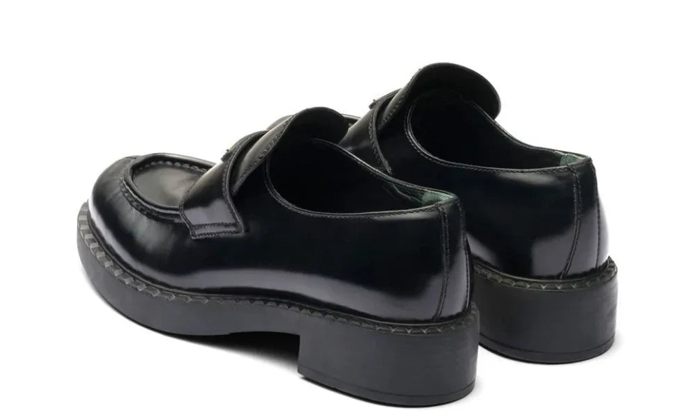 Prada Chocolate Brushed Leather Loafers Premium Formal Loafers UAE