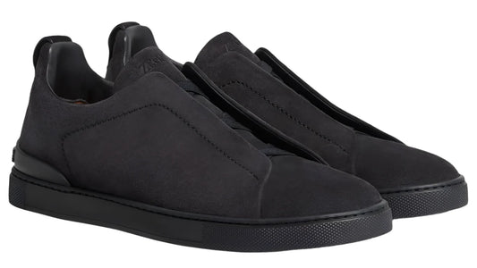 Zegna Pewter Grey Suede Triple Stitch Sneakers Premium Suede Sneakers UAE