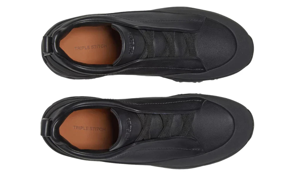 Zegna Triple Stitch Monte Sneakers "Black" Premium Leather Sneakers UAE