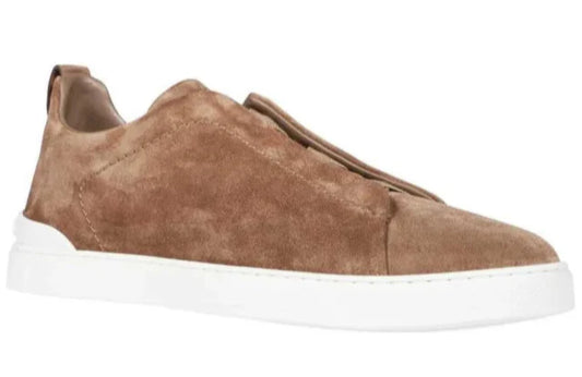Zegna Triple Stitch "Tobacco Brown Suede" Luxury Sneakers UAE