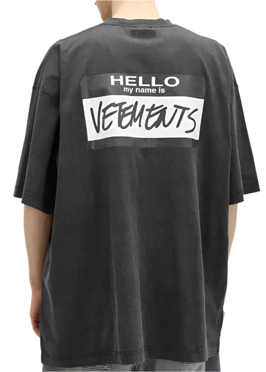 Vetements "Hello My Name Is Vetements" T-Shirt Black Statement Tee UAE