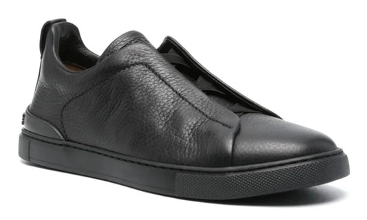 Zegna Triple Stitch Leather Sneakers "Black" Luxury Sneakers UAE