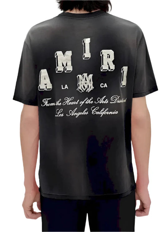AMIRI Vintage Collegiate Logo-Print T-Shirt "Black" Retro Style Tee UAE