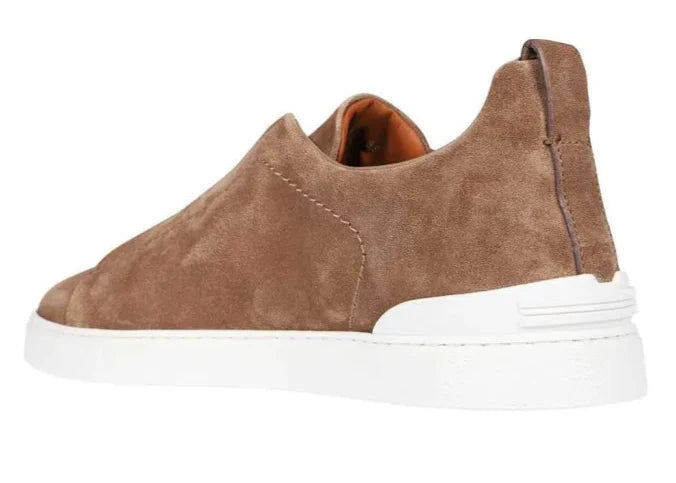 Zegna Triple Stitch "Tobacco Brown Suede" Luxury Sneakers UAE