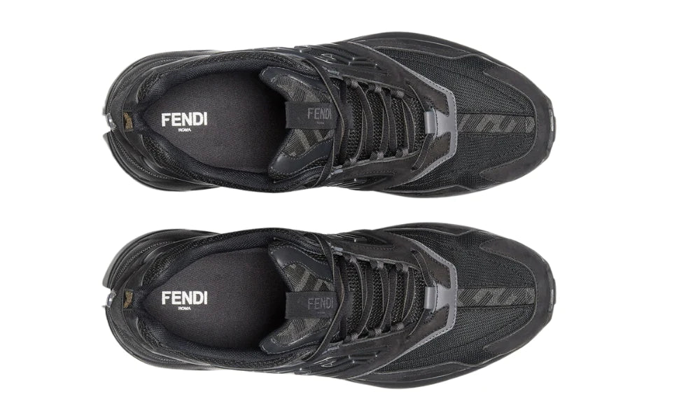 Fendi Faster Trainers "Black Nubuck Leather" Low-Top Sneakers UAE