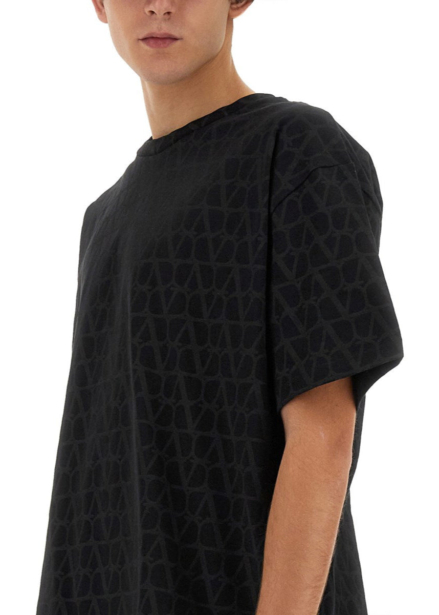 Valentino Cotton T-Shirt "Toile Iconographe Black" Signature Print Tee UAE