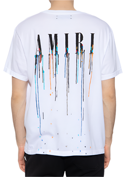 Amiri White Paint Drip Logo Crewneck T-Shirt Premium Logo Tee UAE