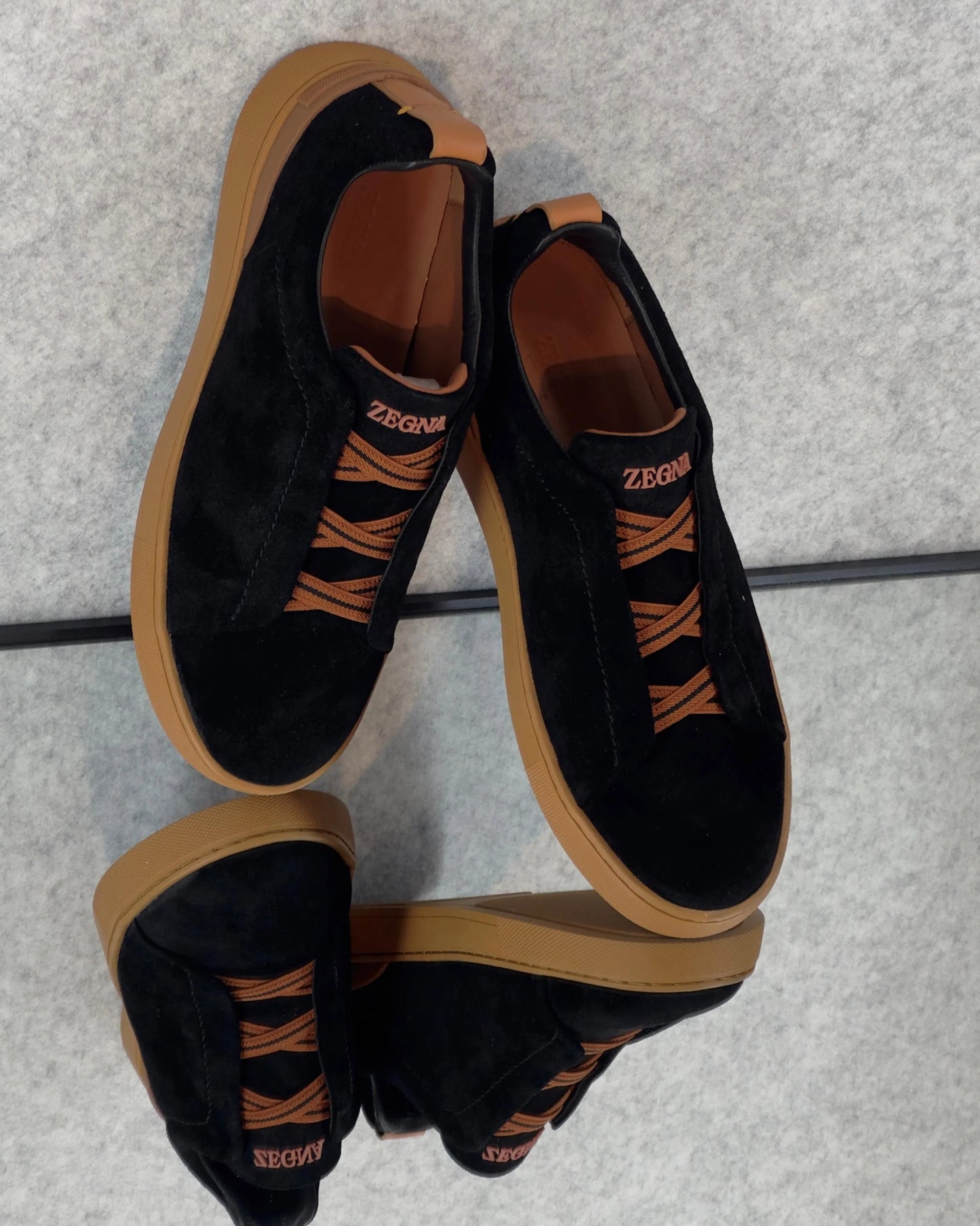 Elite Luxury Zegna Tripple Stitch Black Suede