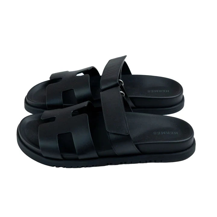 HERMES CHYPRE SANDALS "BLACK LEATHER" Luxury Sandals UAE