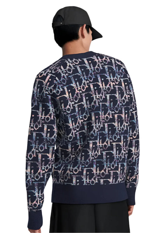 Dior Oblique Cardigan "Blue Wool Jacquard" Designer Cardigan UAE
