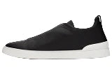Zegna Black Leather Triple Stitch Sneakers Premium Leather Sneakers UAE