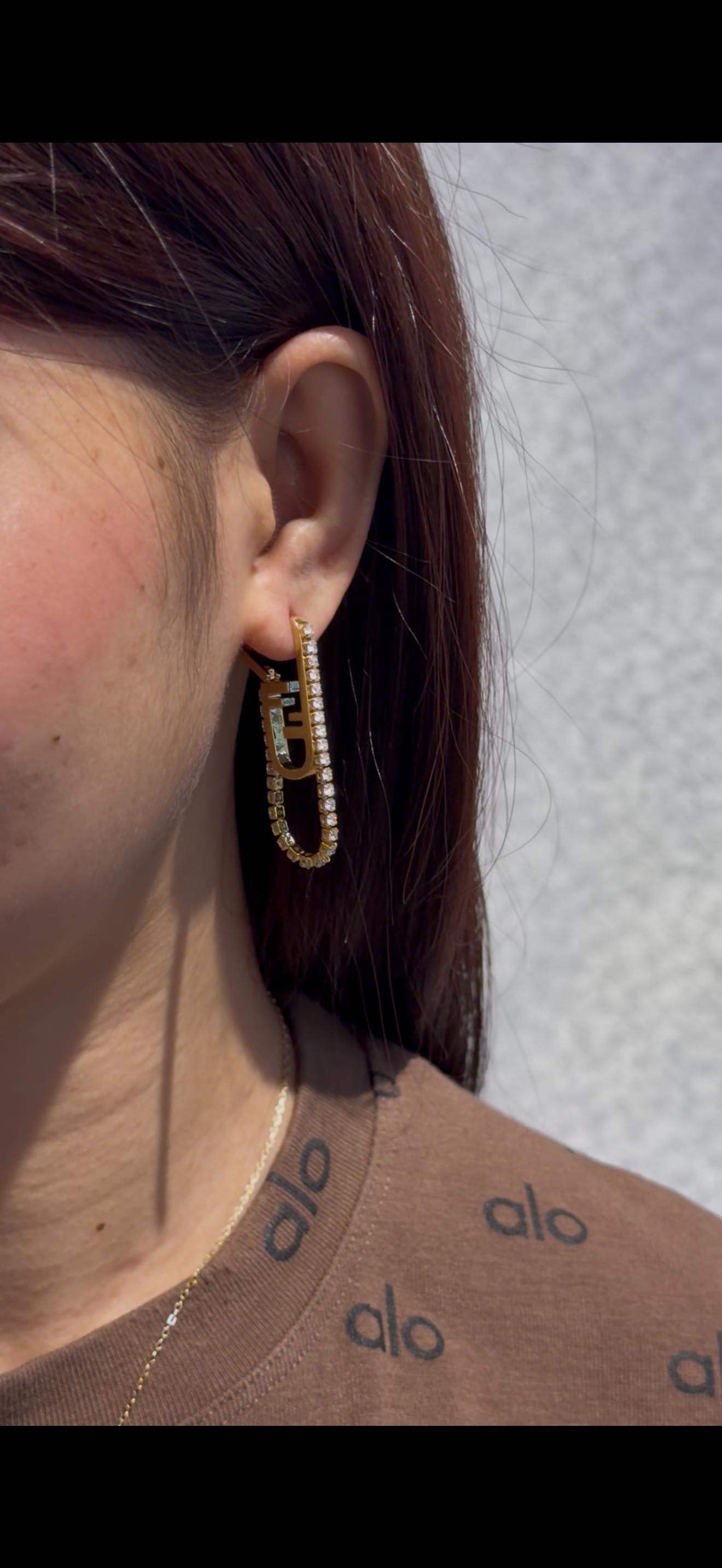 FENDI O'Lock-motif Crystal Earrings | Gold