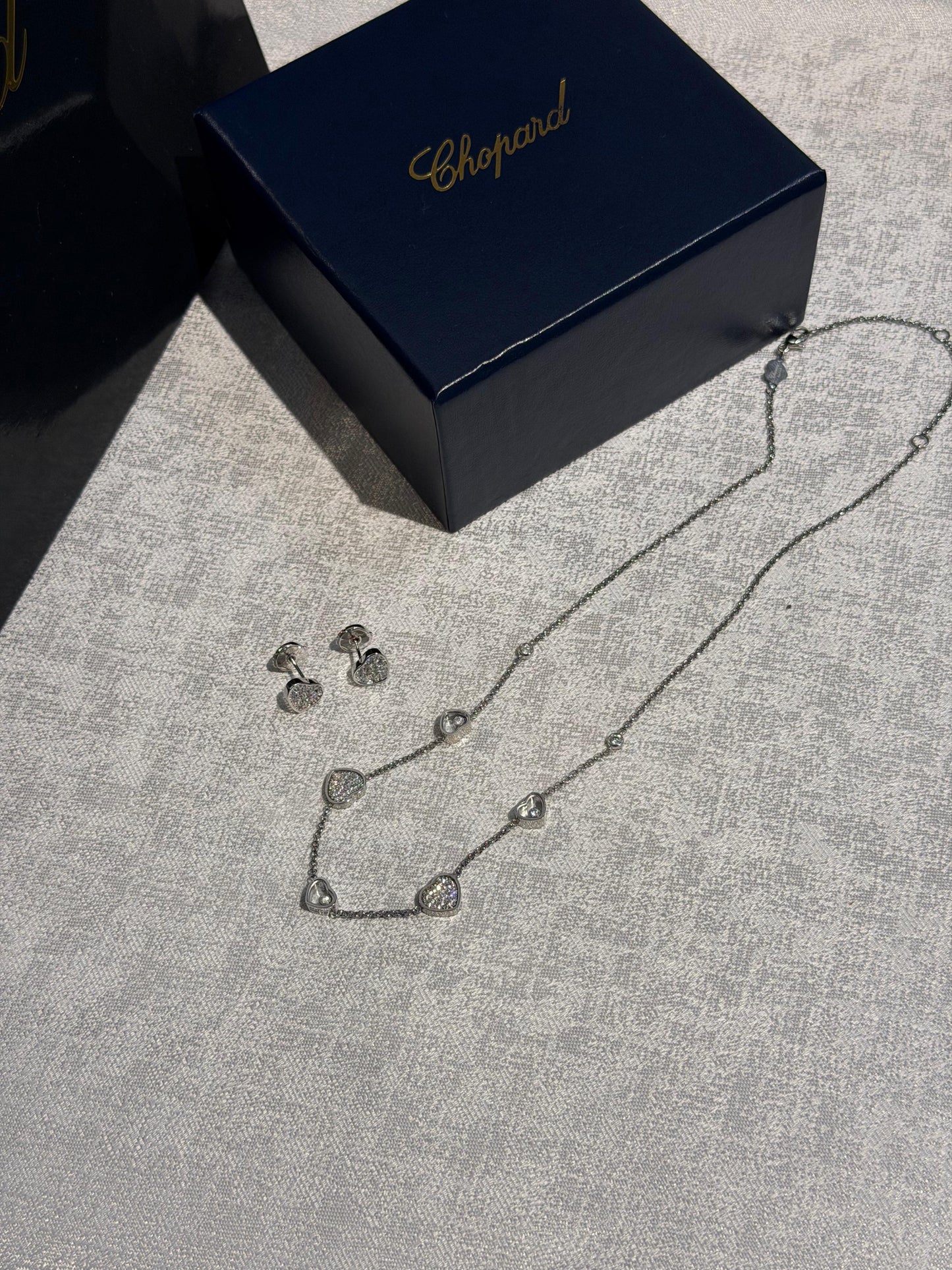 Chopard Happy Hearts White Gold Diamond Pendant & Earrings