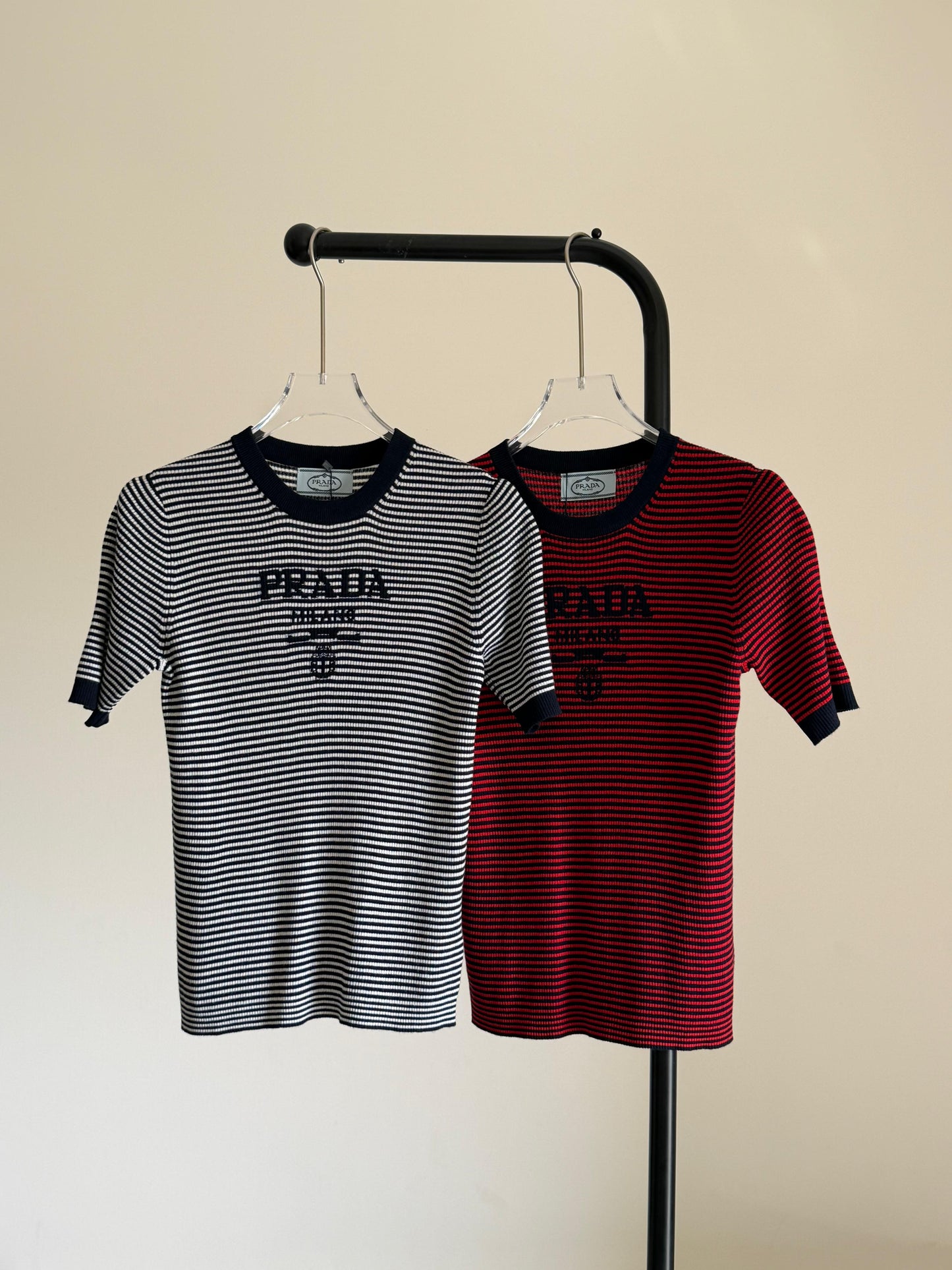 Prada Striped Silk Crew-neck Sweater