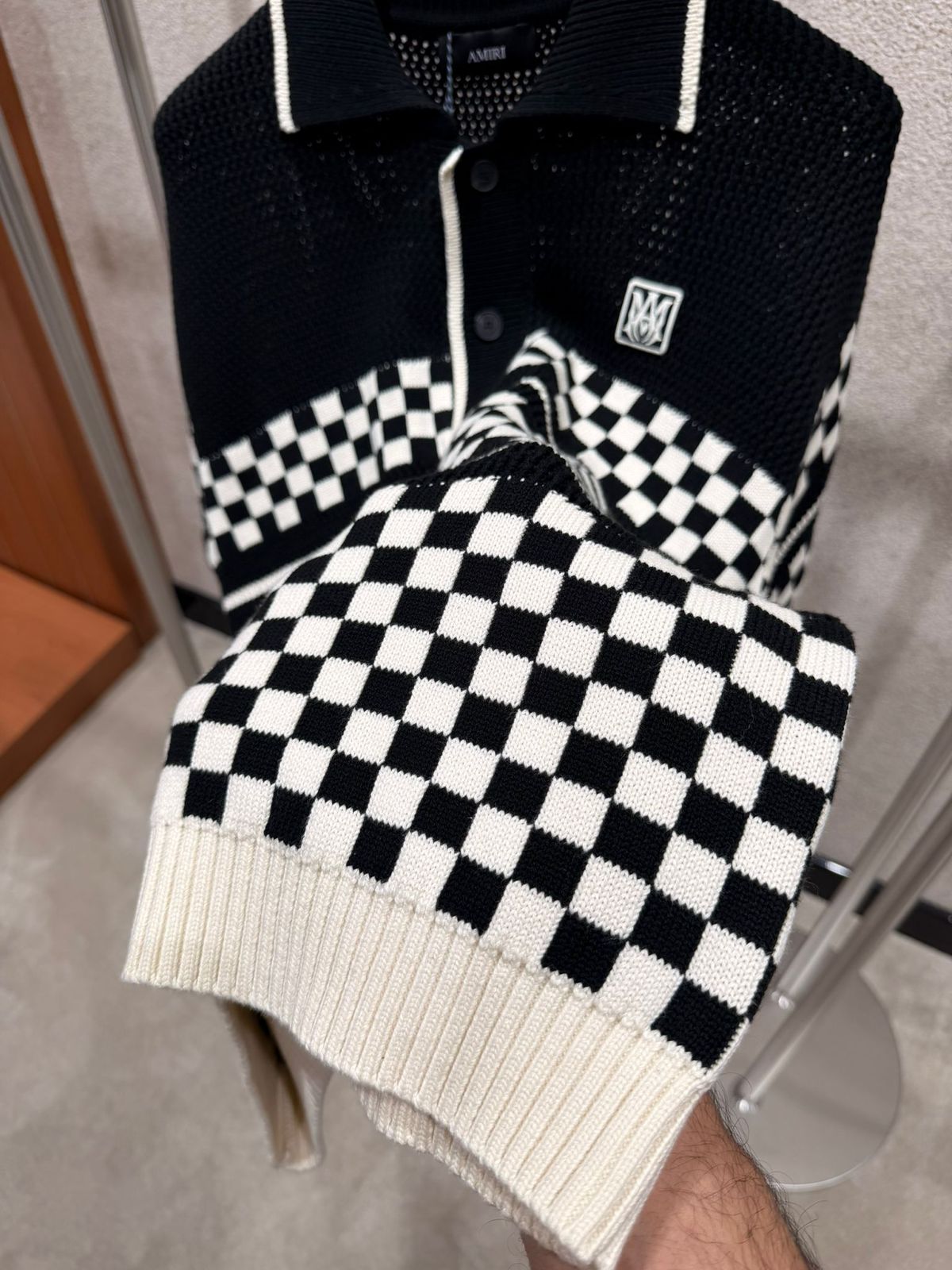 Amiri Checkered Mesh Wool shirt
