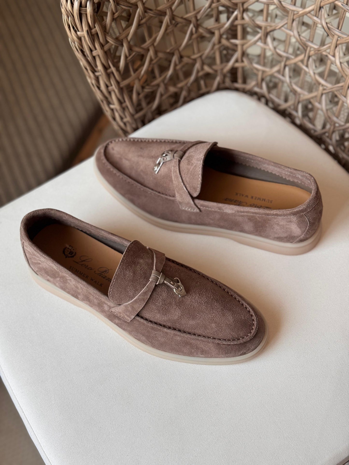 Loro Piana Summer Charms Walk Suede Loafers
