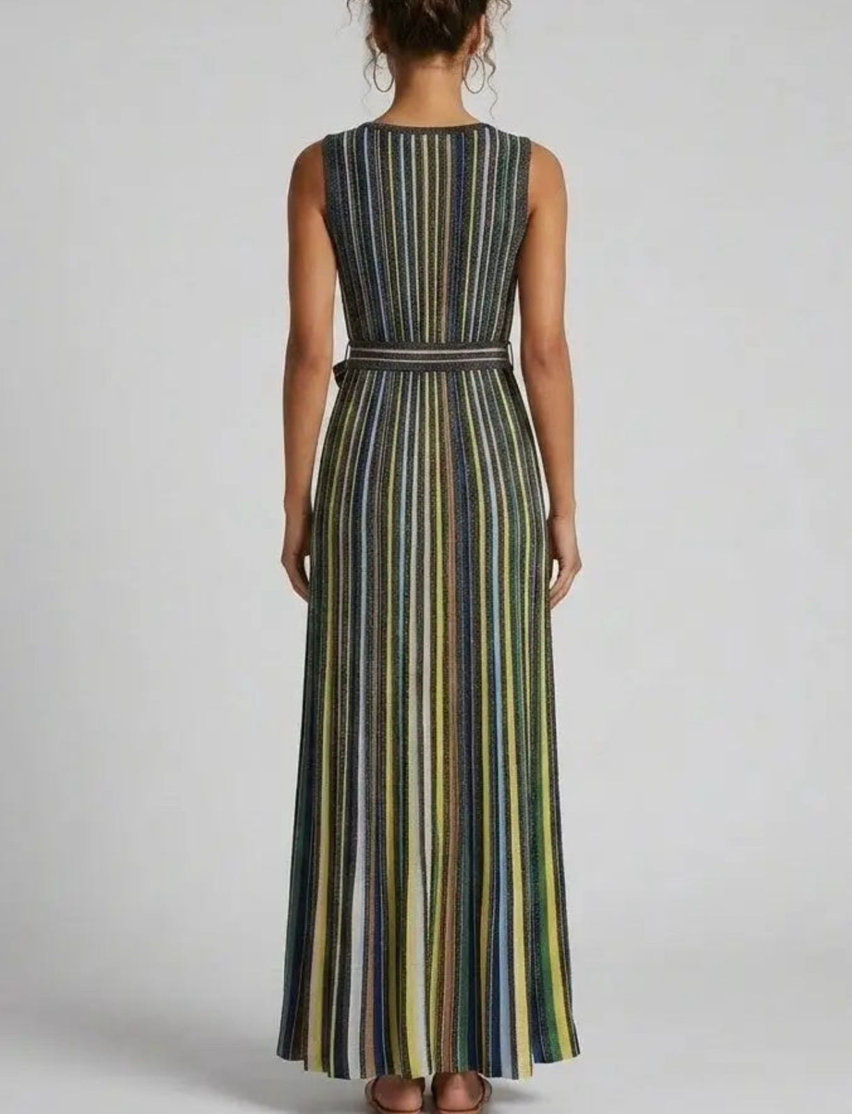 Missoni Sleeveless Embellished Stripe Knit Maxi Dress