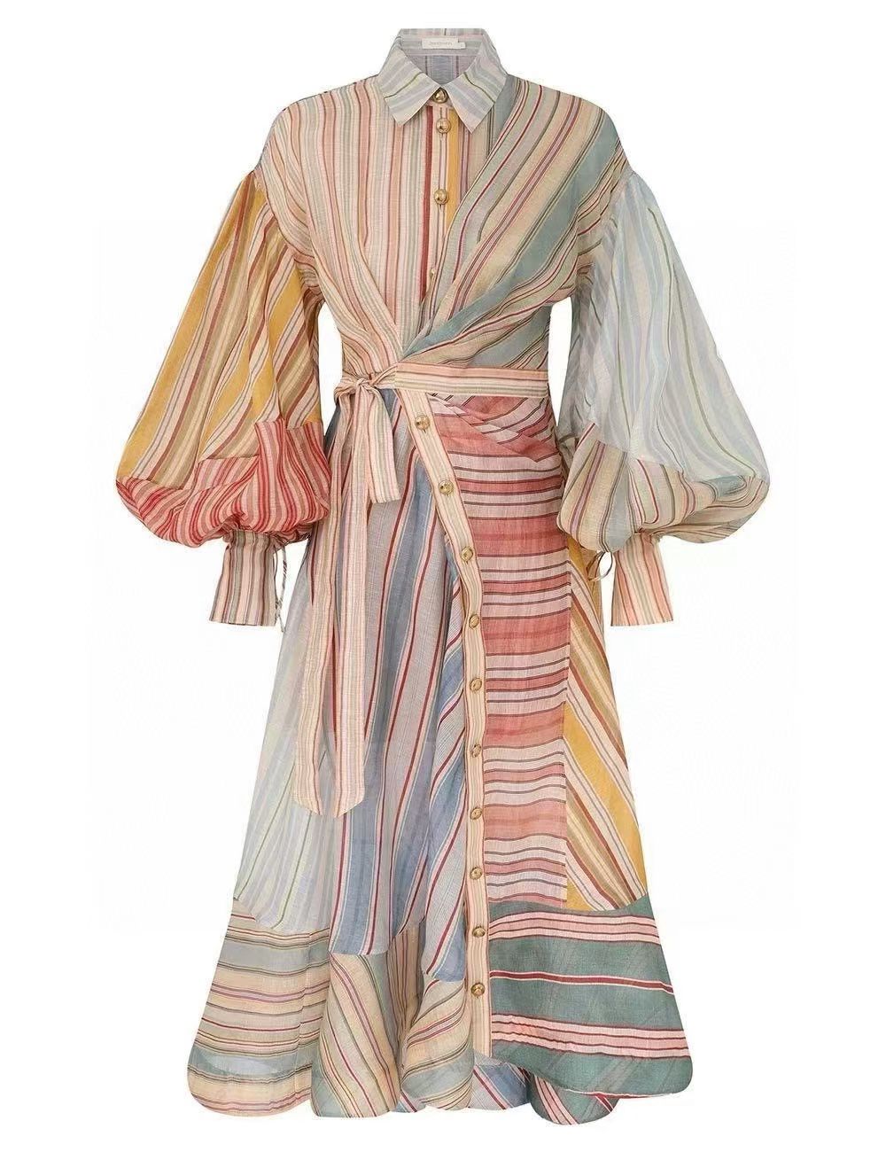 ZIMMERMANN Rebellion Striped Midi Dress