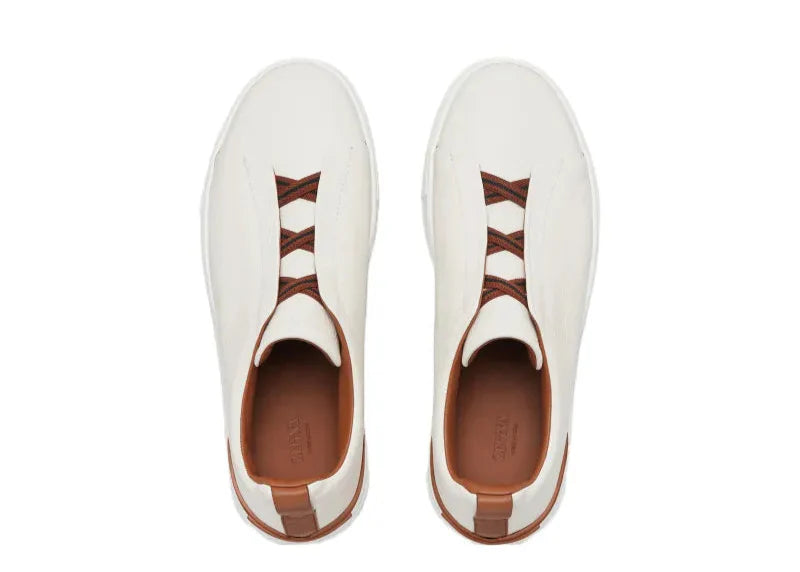 Ermenegildo Zegna Triple Stitch "Off-White Deerskin" Luxury Sneakers UAE
