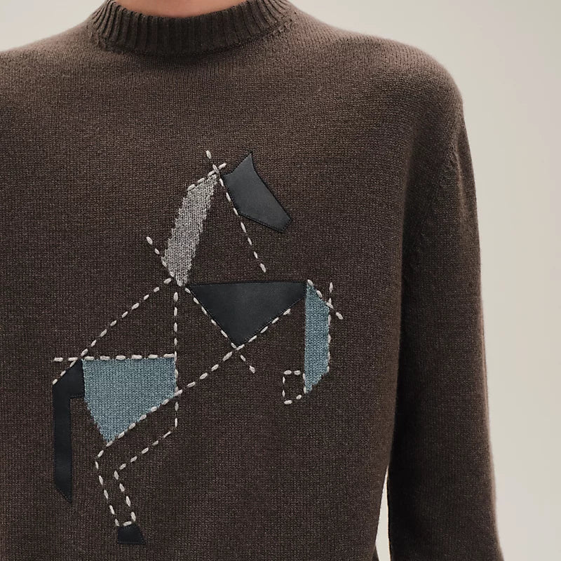 Hermès Cashmere Cheval Tangram "Brown" Luxury Cashmere Sweater UAE