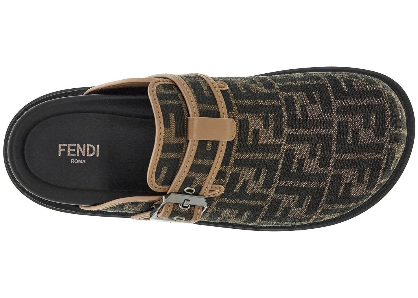 Fendi Feel Sabots Fabric "Black Brown" Designer Sabot Shoes UAE