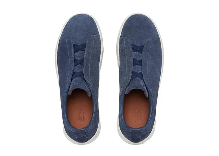 Zegna Triple Stitch Suede "Workwear Blue" Utility Style Sneakers UAE