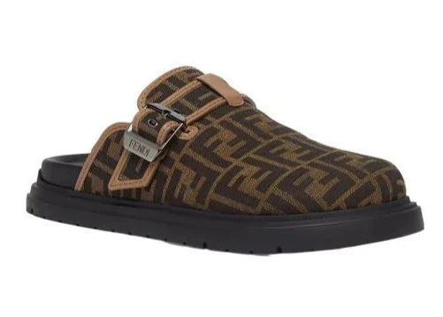 Fendi Feel Sabots Fabric "Black Brown" Designer Sabot Shoes UAE