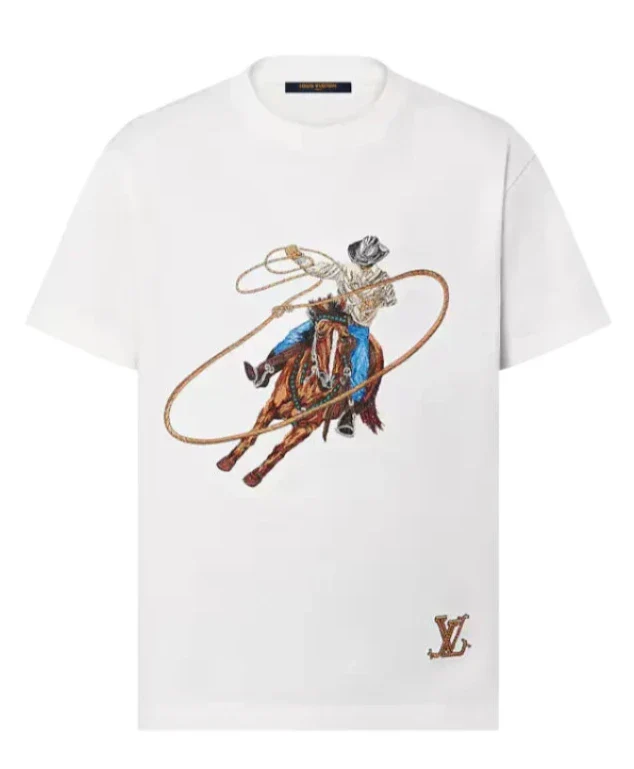 LV Graphic Embroidered Cotton T-Shirt Premium Graphic Tee UAE