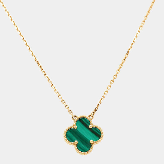 VAN CLEEF Malachite Vintage Alhambra Pendant Necklace