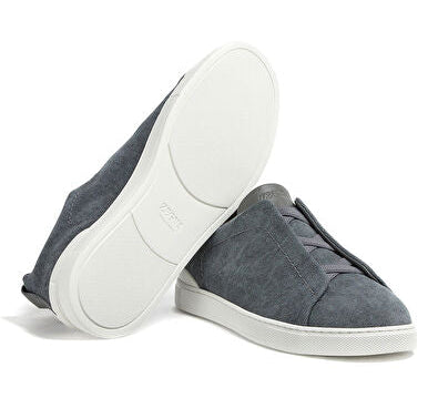 Zegna Triple Stitch Canvas Slip-On Sneakers Casual Slip-On Sneakers UAE
