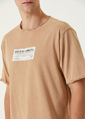 Dolce & Gabbana Logo Detailed T-Shirt "Beige" Luxury Tee UAE