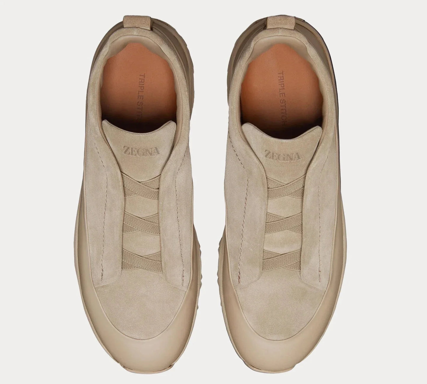 Zegna Triple Stitch Suede Sneakers "Light Taupe" Neutral Sneakers UAE
