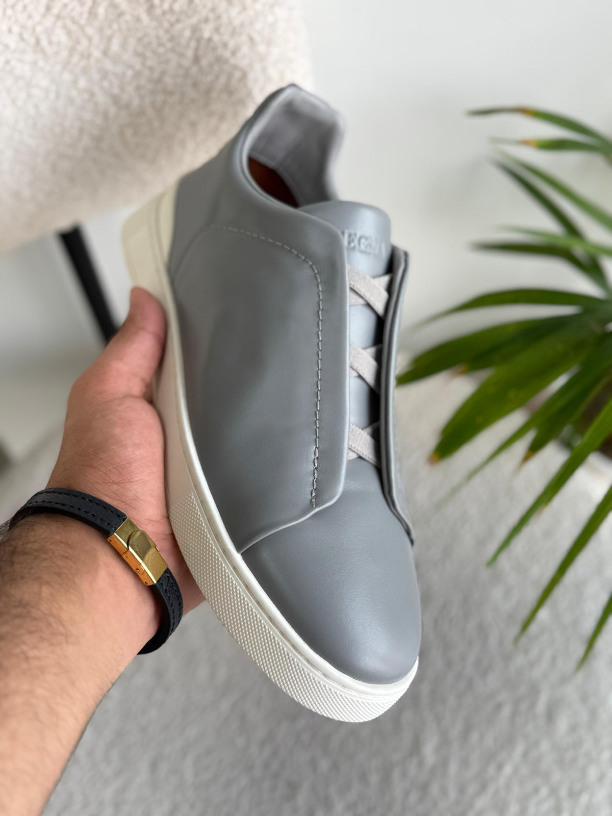 Zegna Triple Stitch Sneakers in Grey
