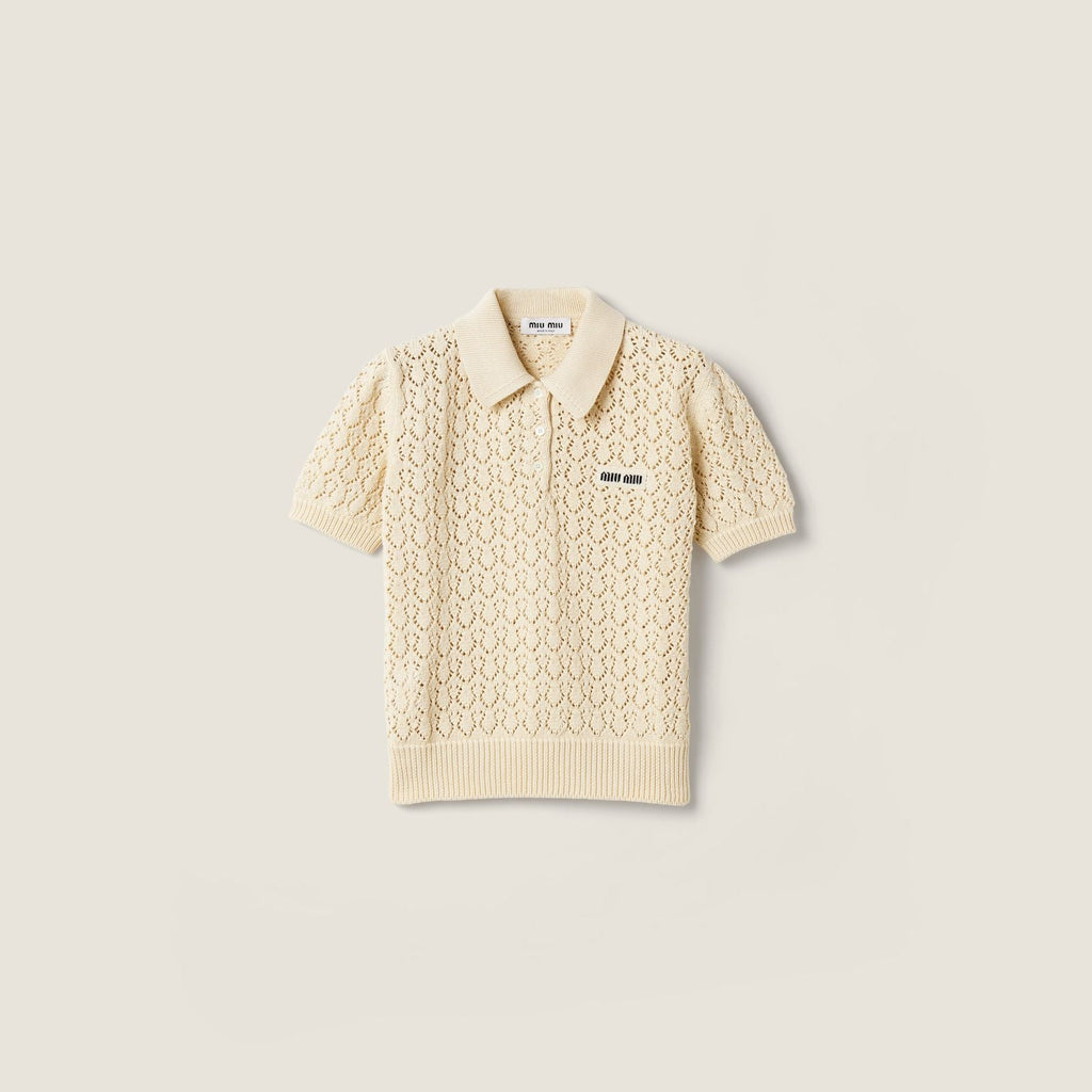 Ivory Cotton Polo Shirt | Miu Miu