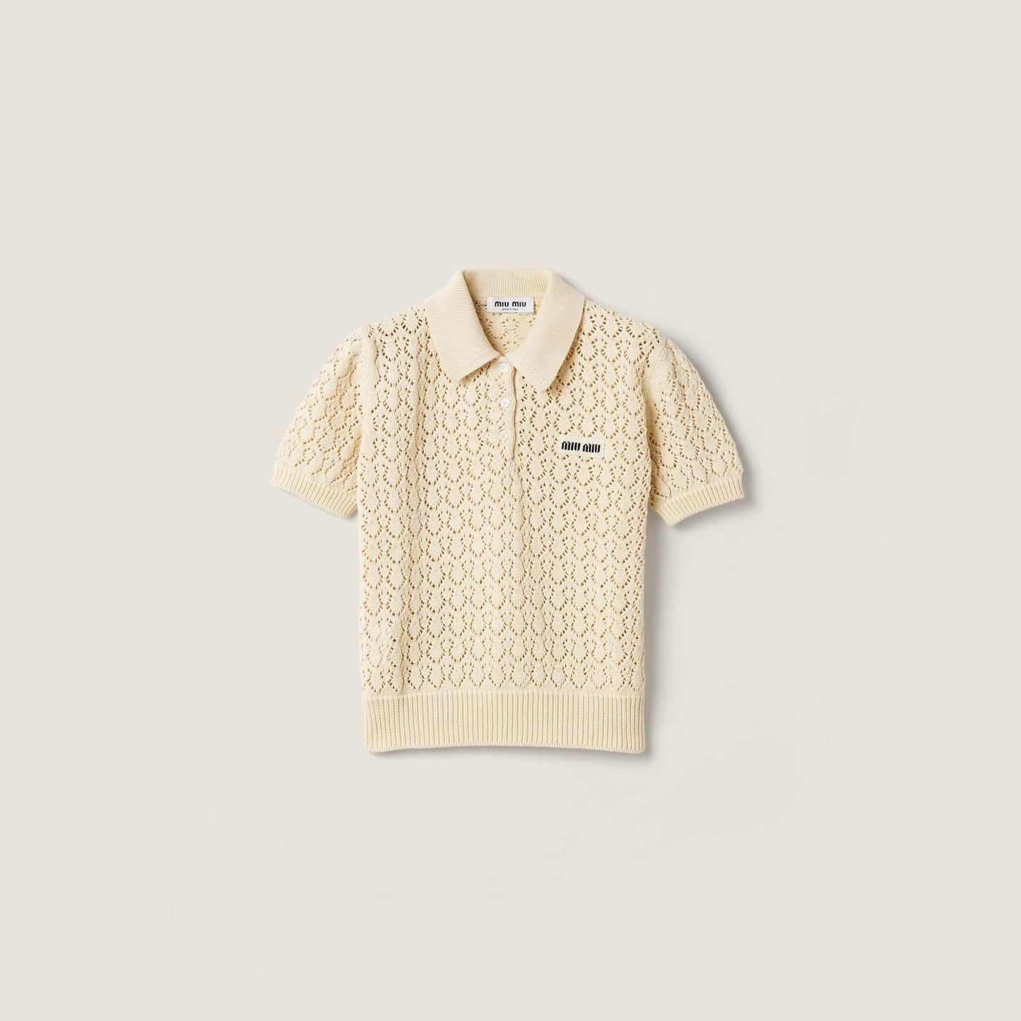 Ivory Cotton Polo Shirt | Miu Miu