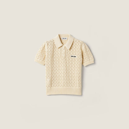 Ivory Cotton Polo Shirt | Miu Miu