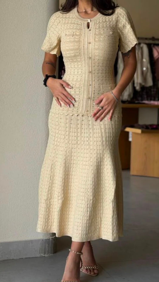 SANDRO Maxi textured-knit Dress