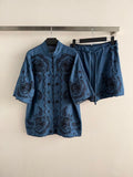 Zimmermann Blue Aster Embroidered set in Denim