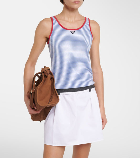 Prada Striped Cotton Jersey Tank Top