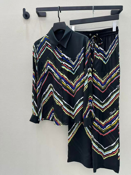 Chanel Shirt Silk Black & Multicoloured