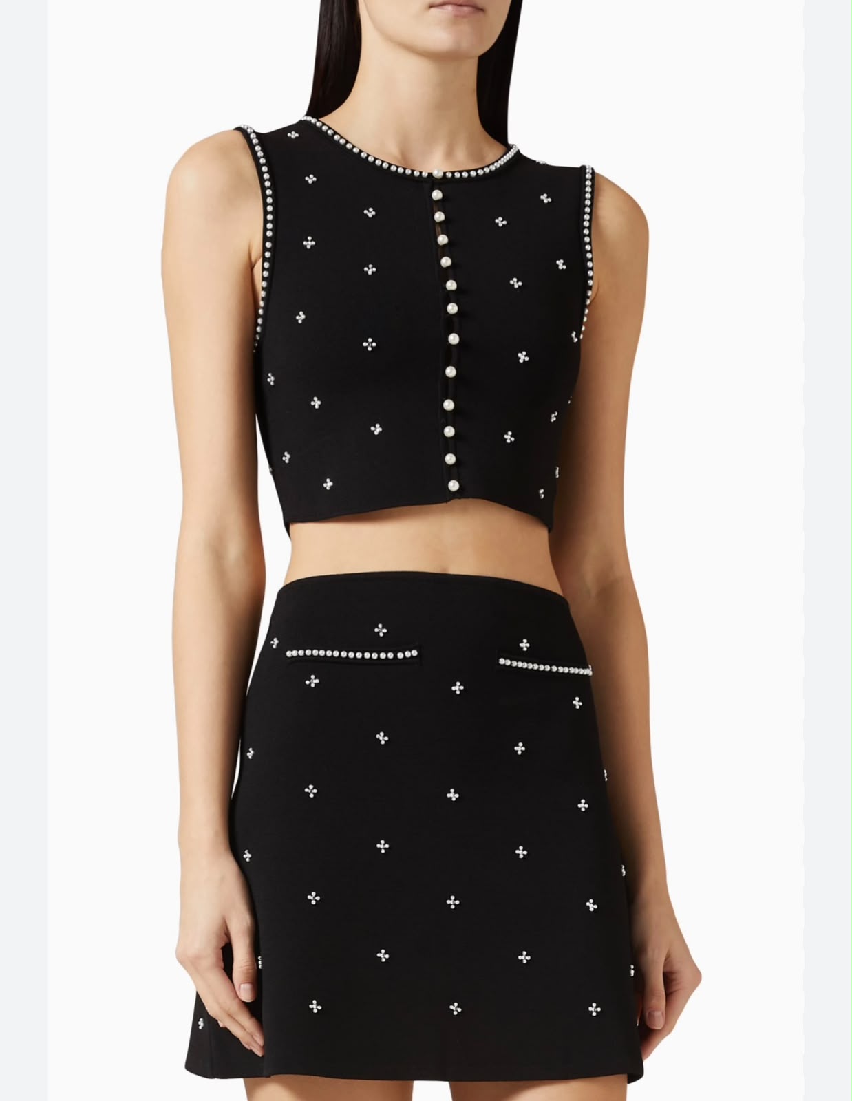 SANDRO Black Lilia Crop Top & Skirt