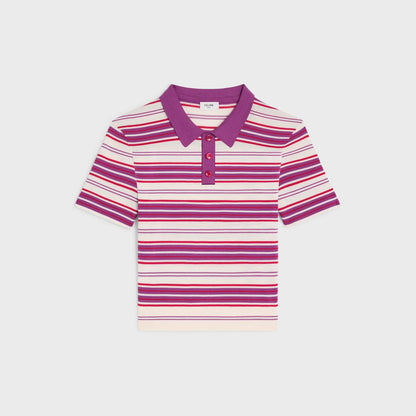 Celine POLO SWEATER IN STRIPED COTTON