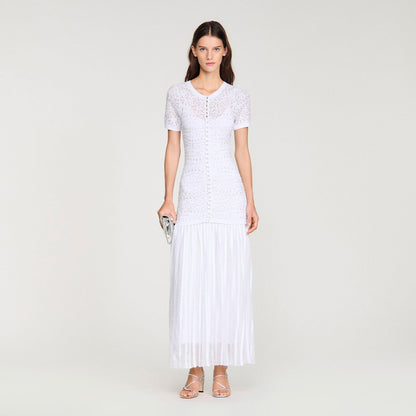 SANDRO bead-embellished Knit Maxi Dress.