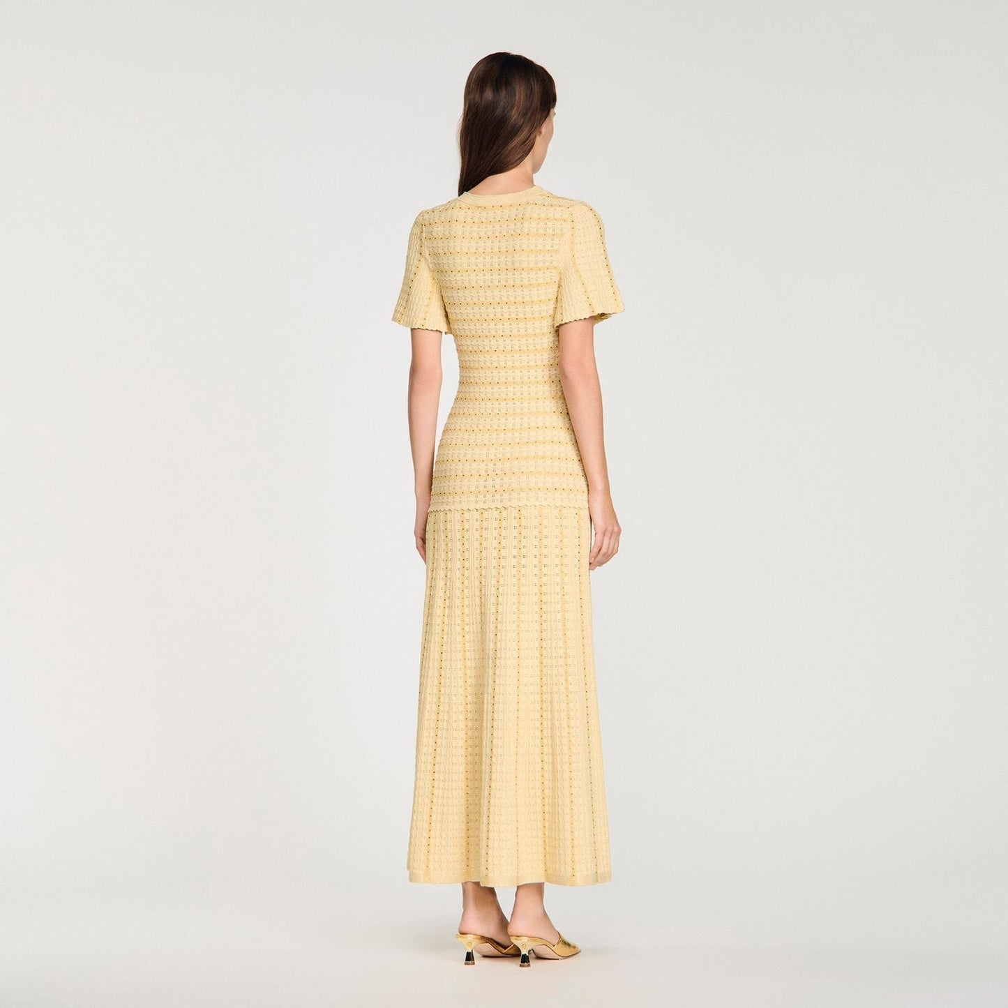 Sandro Diane Rhinestone Knit Maxi Dress