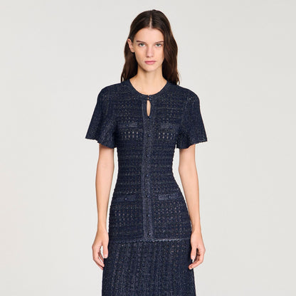 Sandro Diane Rhinestone Knit Maxi Dresss