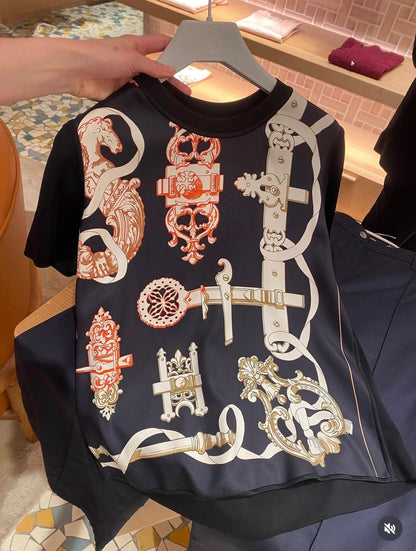Hermes Ferronnerie Remix" short-sleeve twillaine sweater