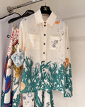 Chanel Shirt Silk Ecru and Green set