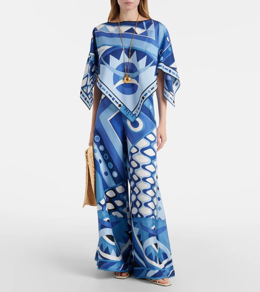 Pucci Blue Vivara-print Maxi Dress