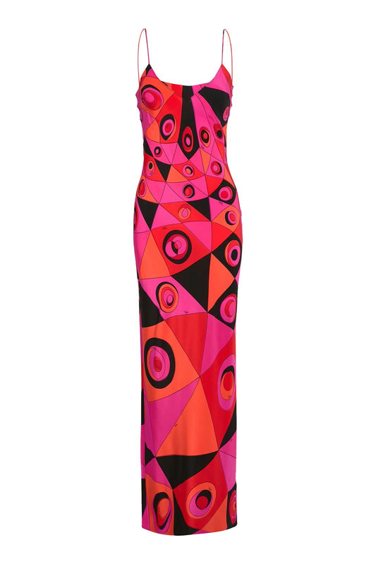 Pucci Pink Printed V-neck Dress